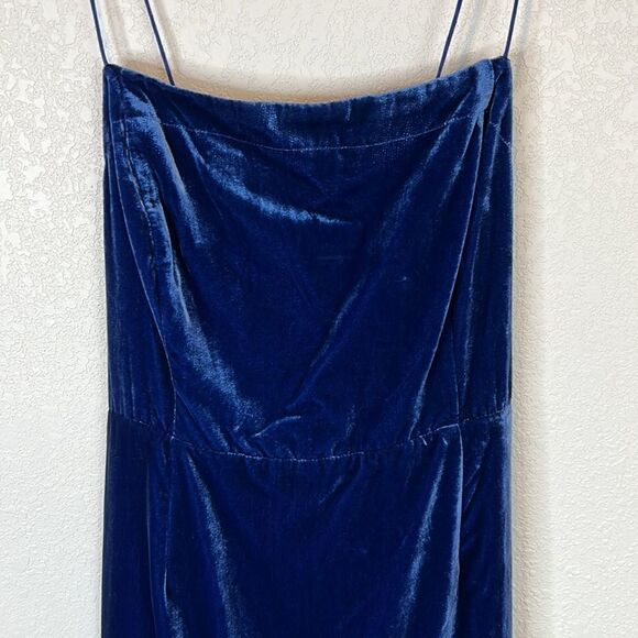 NWT Anthropologie Velvet Slip Midi Dress Blue Size 12 - Picture 4 of 15